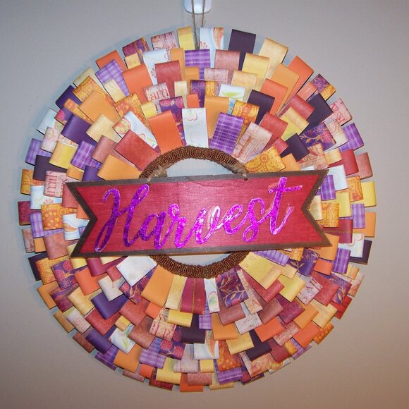 16" Harvest Paper Wreath Handmade - Picture 1 of 3